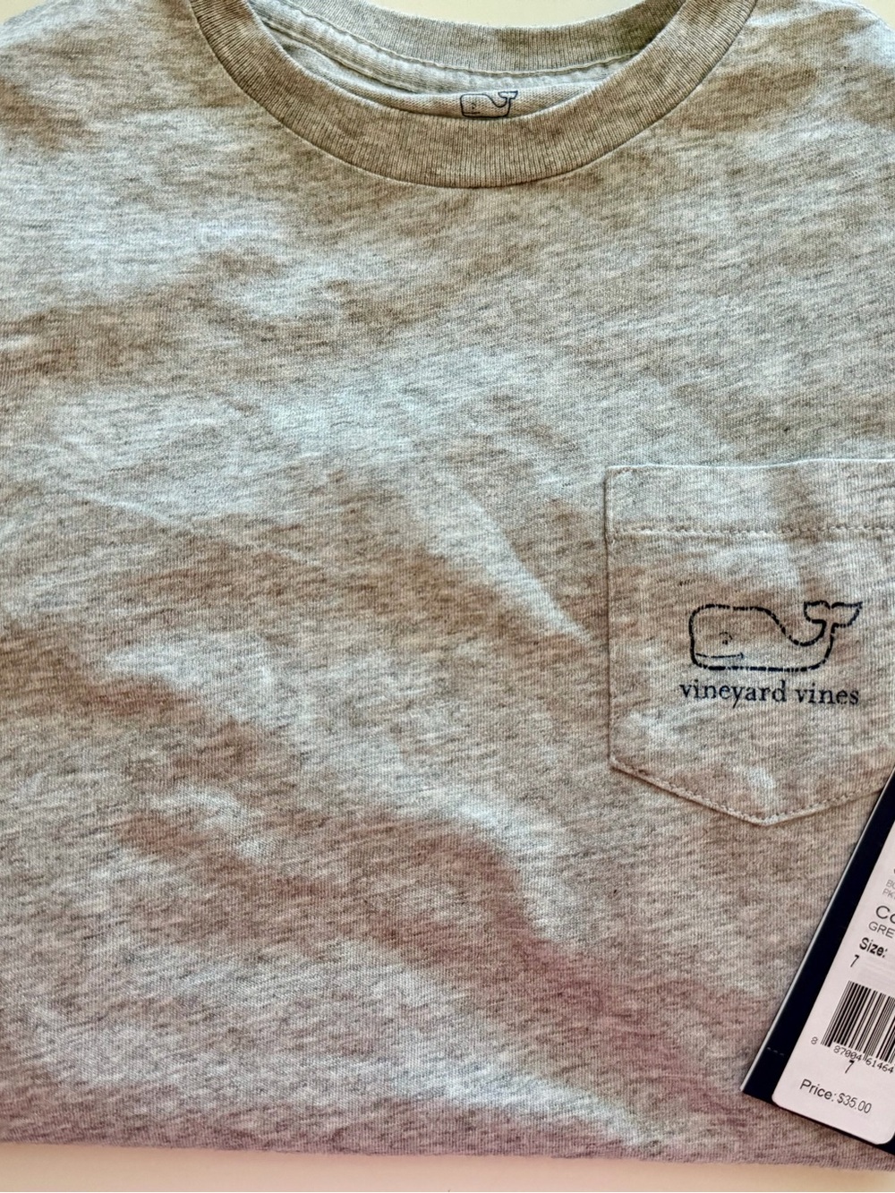 Vineyard Vines Heather Gray Long - Sleeve Pocket Tee